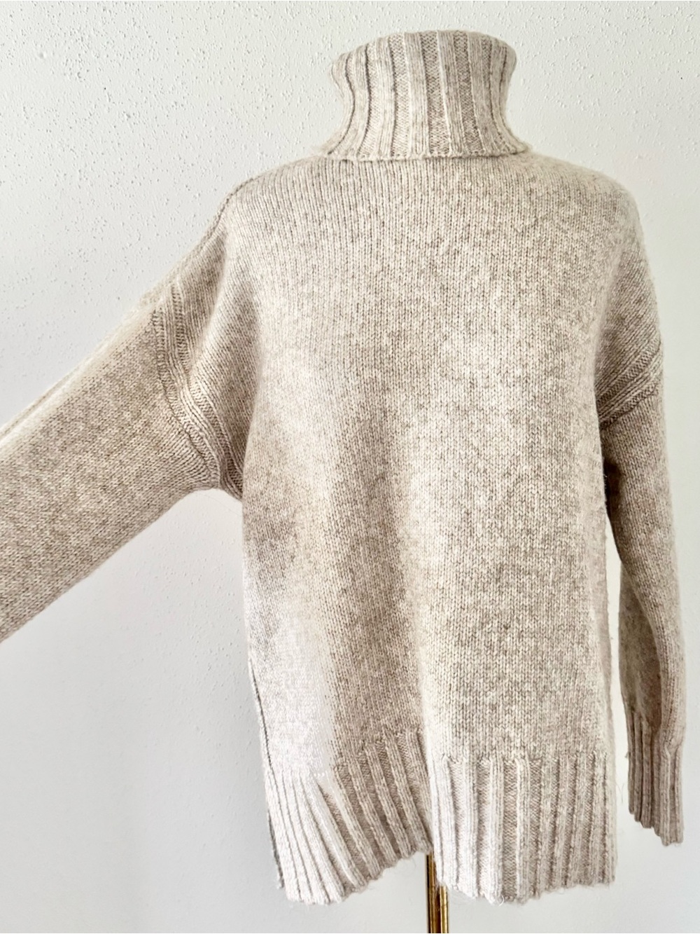 New INDUSTRY Beige Turtleneck Sweater Chunky Knit Heather Women's Size Medium M